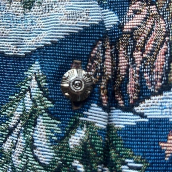 Backroad Blues Winter Scene Tapestry Vest With Satin Backing Vintage Womens Sz L - Picture 8 of 11